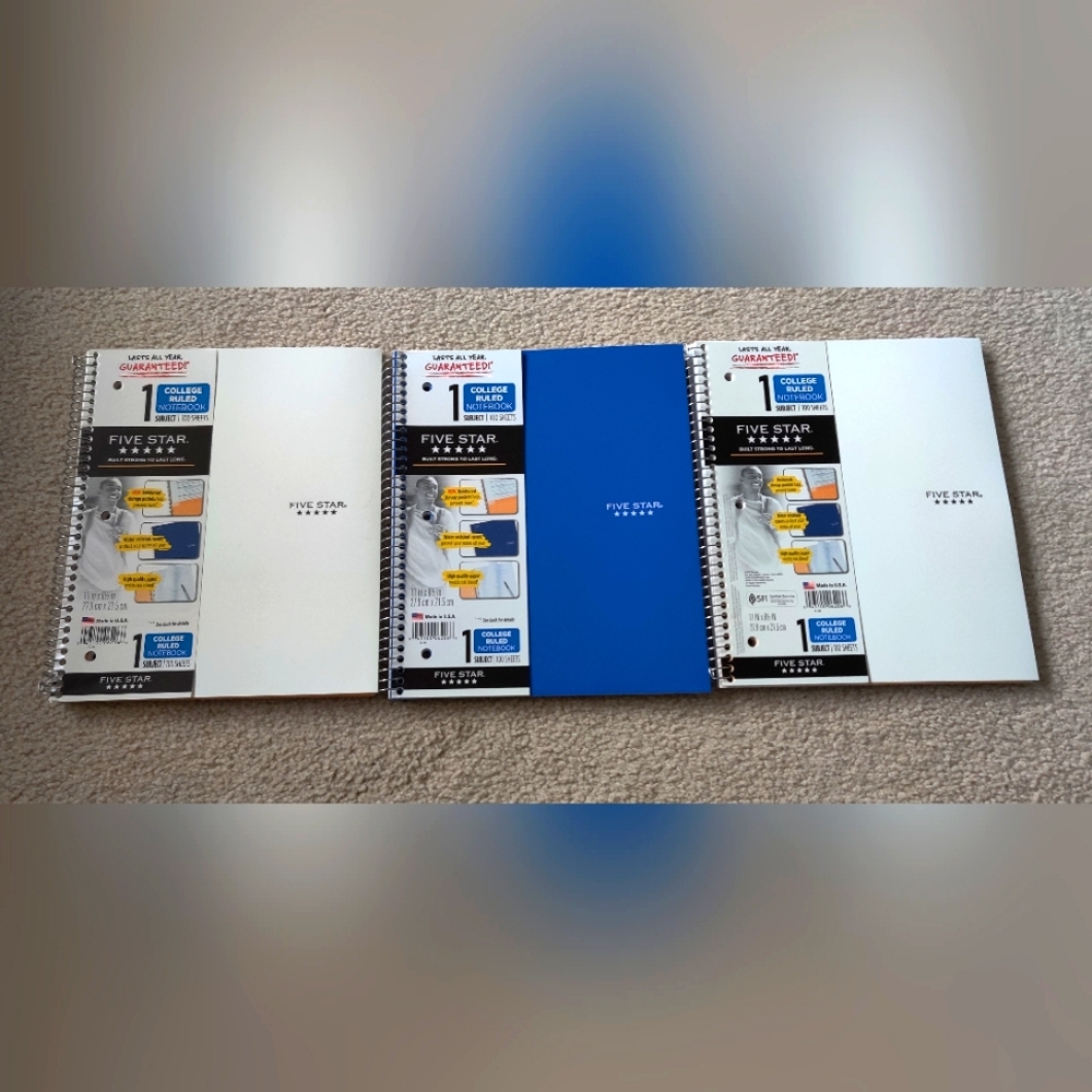College Ruled Notebooks, 1 Subject 100 Sheets Bundle of 3 New Notebooks